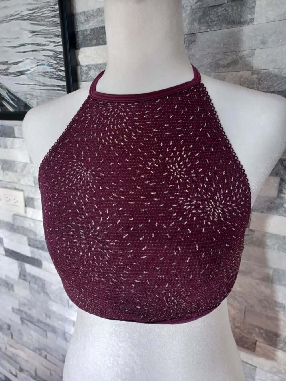 Victoria Secret Underwire Plume & Shine Silver High Neck Bralette sz Med